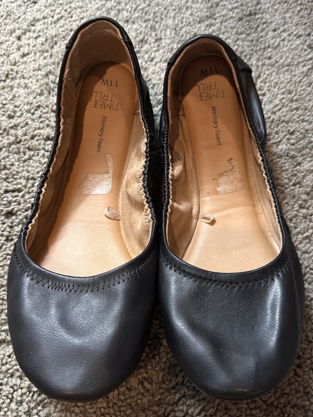 Time and Tru Black Memory Foam Ballet Flats